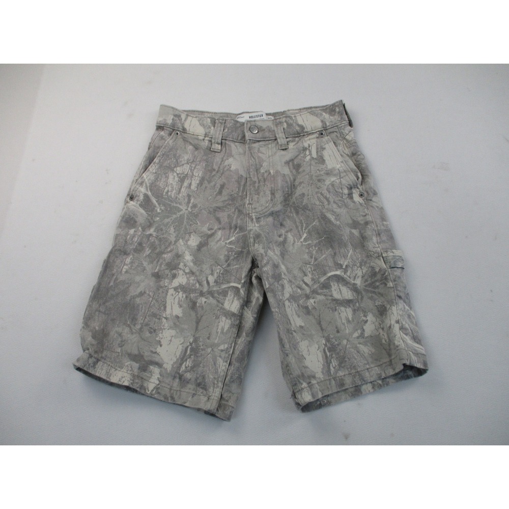 Hollister Jean Shorts Womens 26 Grey Camo Baggy Carpenter Utility Forest Print